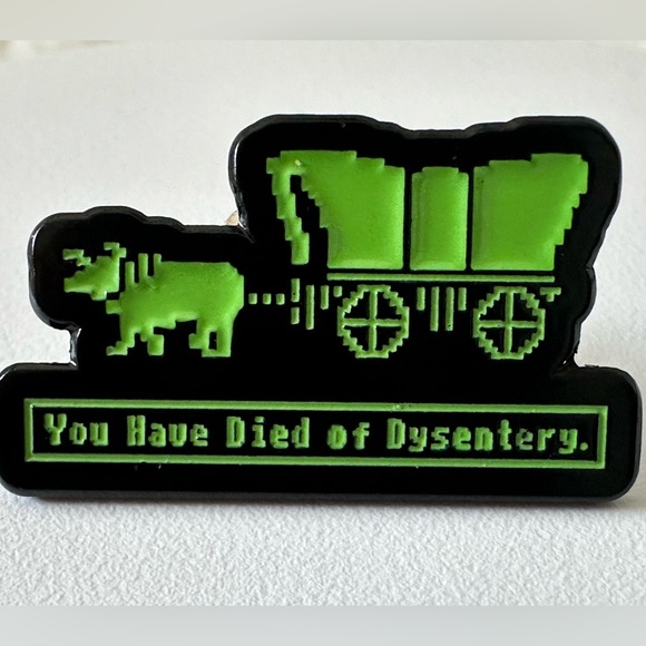 🐂“Died of Dysentery” Vintage OG Oregon Trail Enamel Pin - Picture 3 of 8